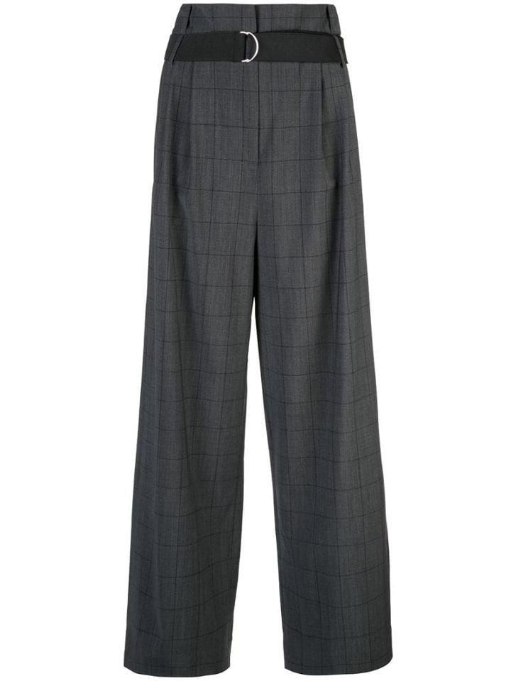 Tibi Windowpane Stella Trousers - Grey