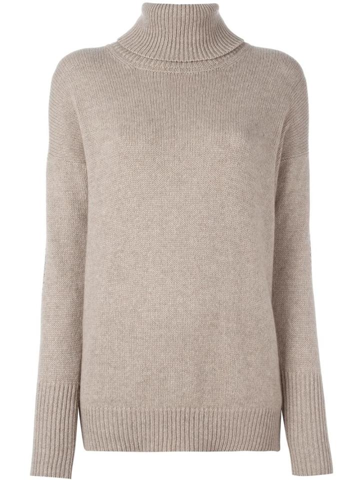Giada Benincasa Embellished Elbow Patch Knit Jumper, Women's, Size: Medium, Nude/neutrals, Cashmere