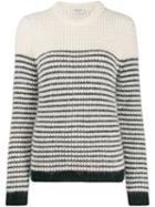 Saint Laurent Striped Crewneck Jumper - White