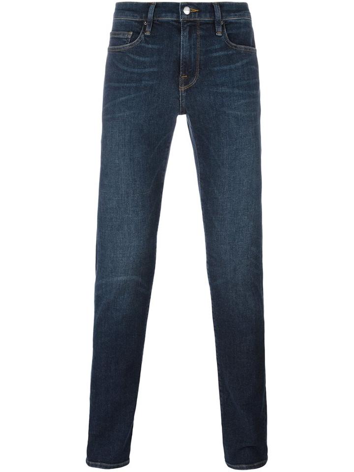 Frame Denim Long Skinny Jeans, Men's, Size: 30, Blue, Cotton/polyester/spandex/elastane