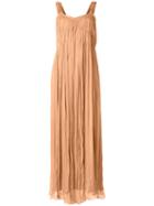 Crepe Long Ruched Dress - Women - Viscose - 36, Nude/neutrals, Viscose, Mes Demoiselles