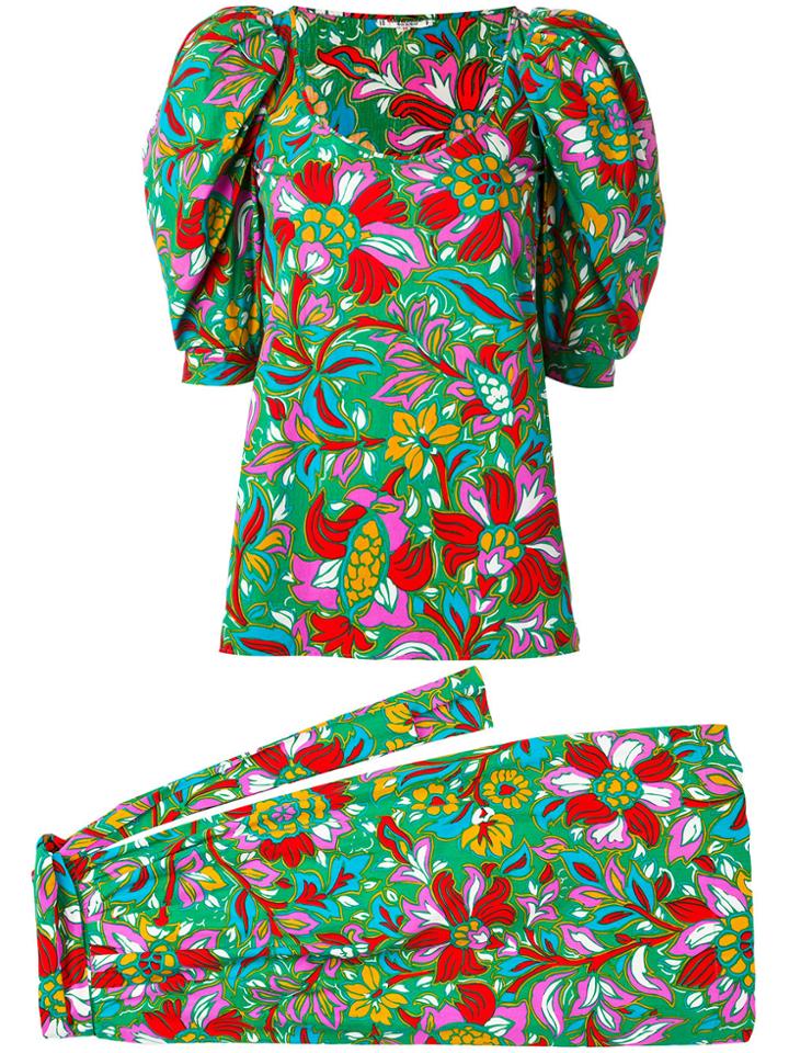 Yves Saint Laurent Vintage Floral Print Vintage Dress - Green