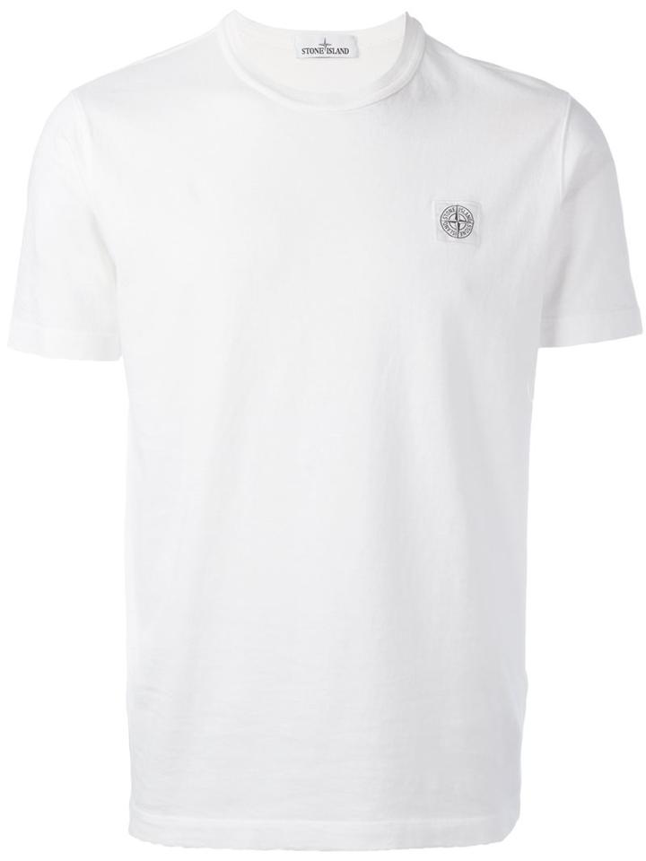 Stone Island Logo Patch T-shirt, Men's, Size: Large, White, Cotton