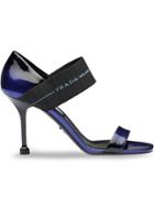 Prada Patent Leather Sandals With Elasticized Band - Blue
