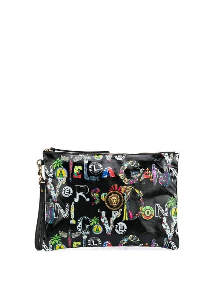 Versus Grafitti Print Clutch - Black