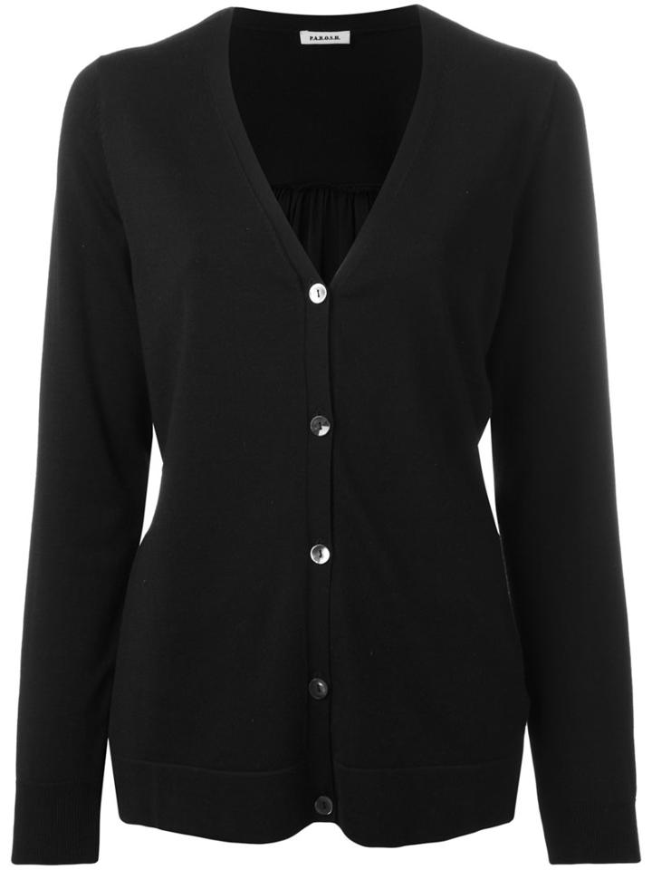 P.a.r.o.s.h. - Tie Waist Cardigan - Women - Silk/spandex/elastane - L, Women's, Black, Silk/spandex/elastane