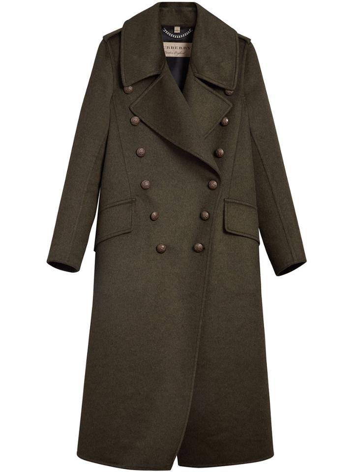 Burberry Bird Button Military Coat - Green