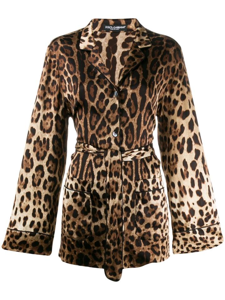 Dolce & Gabbana Leopard Print Pajama Shirt - Brown