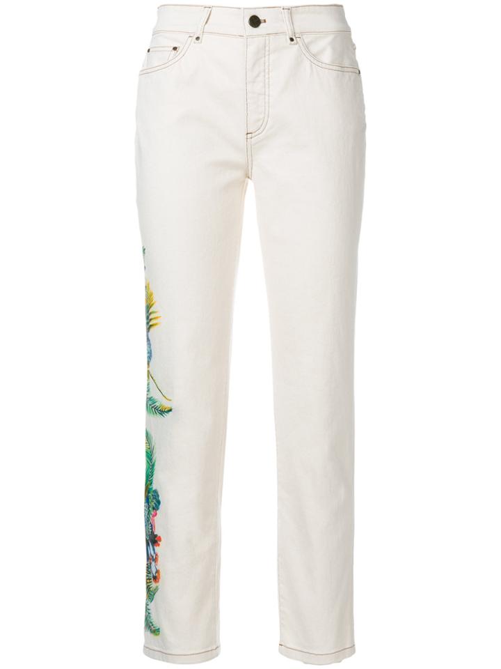 Mr & Mrs Italy Embroidered Denim Jeans - Nude & Neutrals
