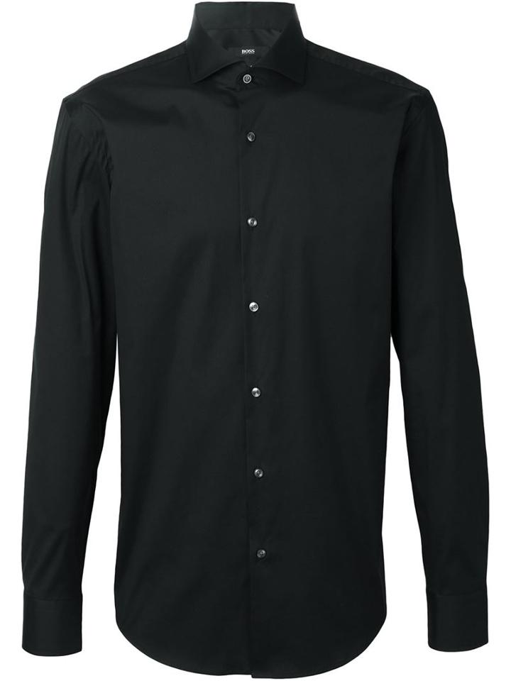Boss Hugo Boss Classic Long Sleeved Shirt, Men's, Size: 40, Black, Cotton/spandex/elastane/polyimide