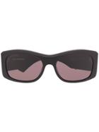Balenciaga Eyewear Thick Logo Print Sunglasses - Black