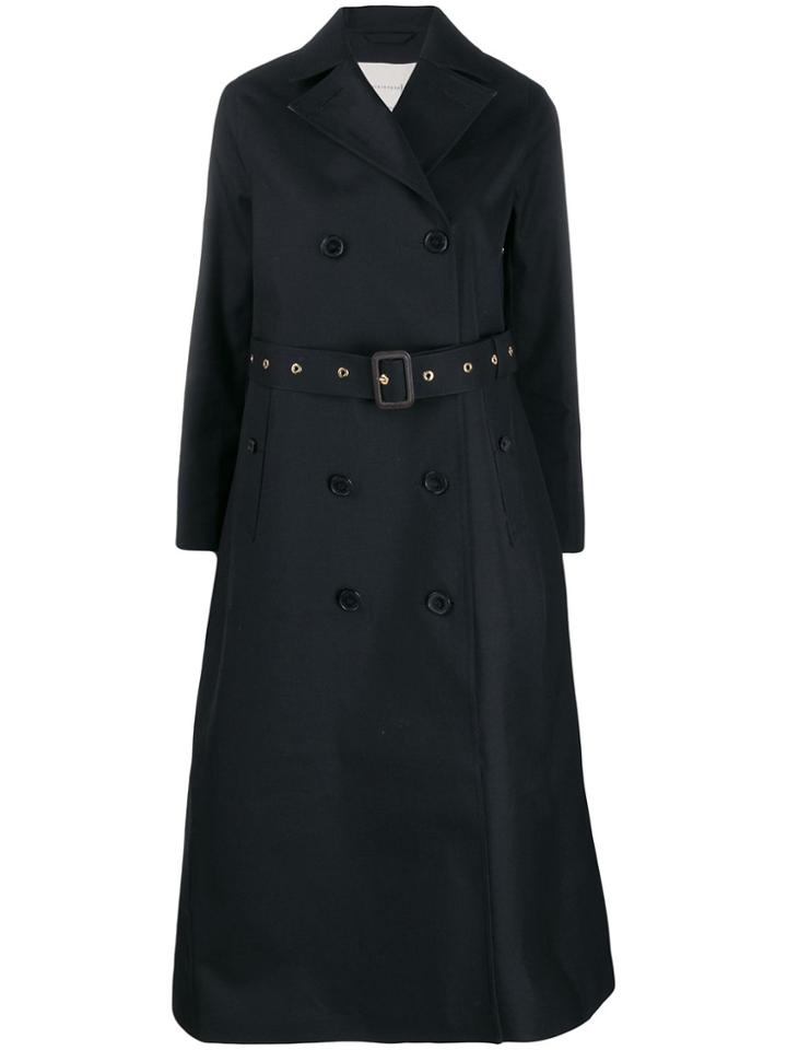 Mackintosh Double Breasted Long Trench Coat - Black