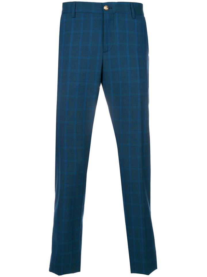 Etro Tailored Check Trousers - Blue