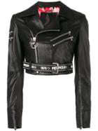 Philipp Plein Cropped Biker Jacket - Black