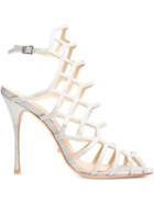 Schutz Juliana Sandals, Women's, Size: 6, Grey, Leather/metallic Fibre