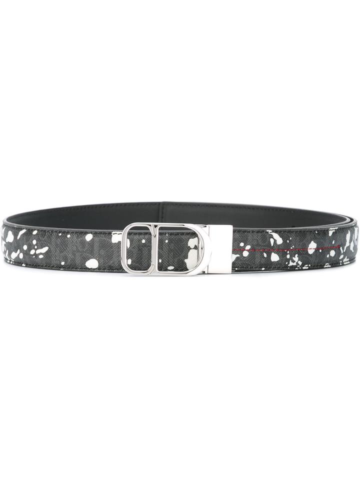 Dior Homme Splatter Print Belt, Men's, Size: 95, Grey, Calf Leather