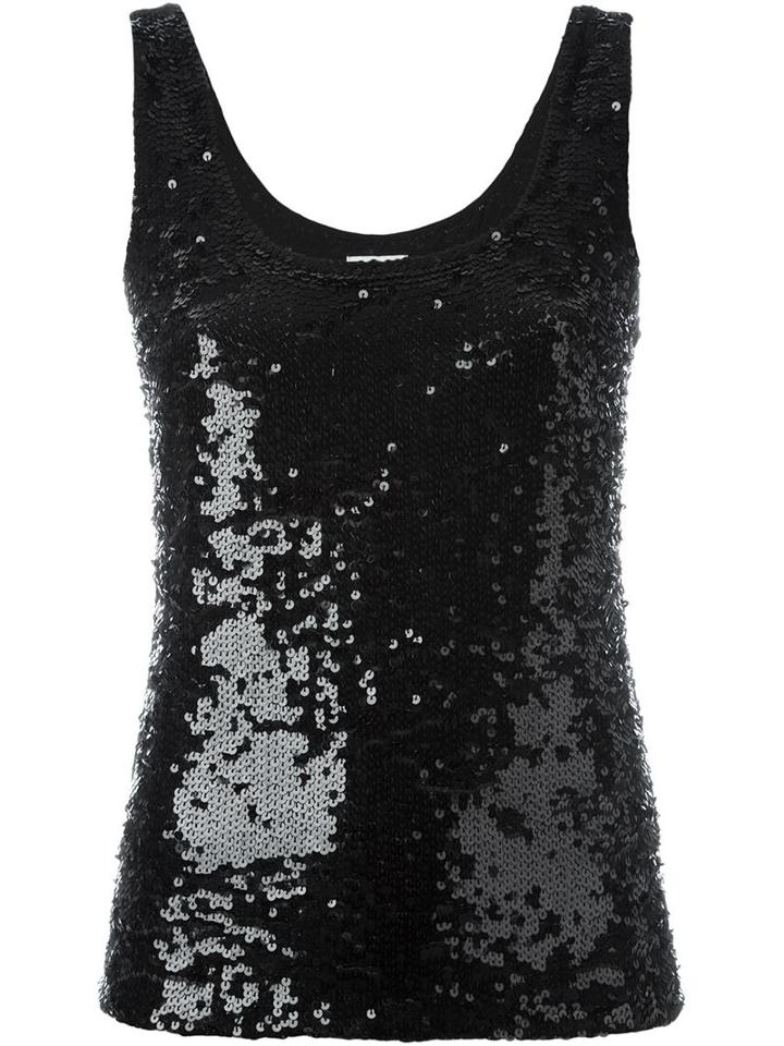 P.a.r.o.s.h. All-over Sequined Tank Top, Women's, Size: Small, Black, Polyamide/spandex/elastane/pvc