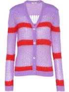 Miu Miu Striped Open Knit Cardigan - Purple