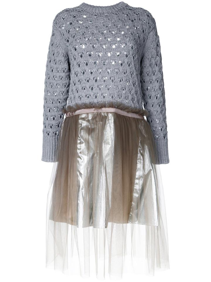 Kolor - Knitted Flared Dress - Women - Nylon - 2, Grey, Nylon