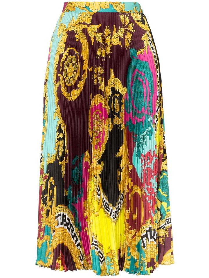 Versace Baroque Print Pleated Skirt - Multicolour