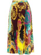 Versace Baroque Print Pleated Skirt - Multicolour