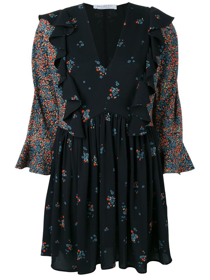 Philosophy Di Lorenzo Serafini Floral-detailed Shift Dress, Women's, Size: 38, Black, Rayon