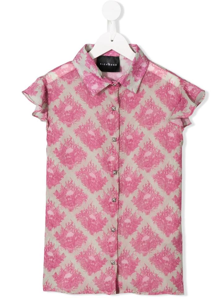 John Richmond Junior Teen Skull Printed Shirt - Pink