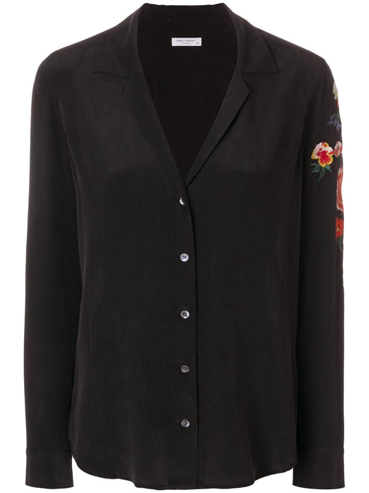 Equipment Floral Embroidered Shirt - Black