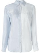 T By Alexander Wang Contrasting Stripe Shirt, Women's, Size: 4, Blue, Viscose