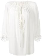 Chloé Tie Placket Peasant Blouse - White