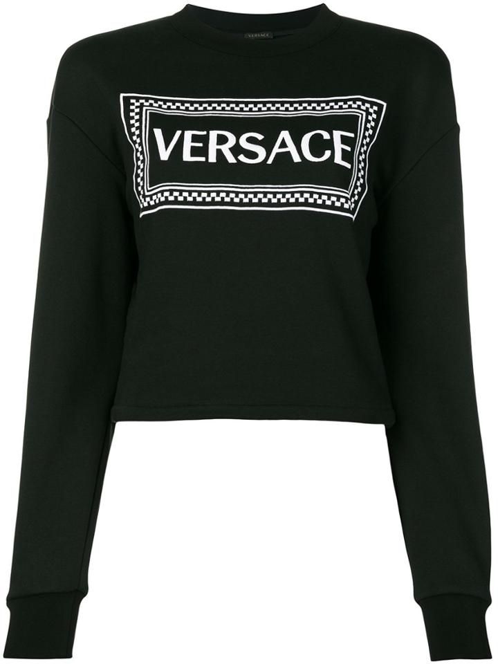 Versace Collection Cropped Logo Sweatshirt - Black
