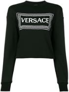 Versace Collection Cropped Logo Sweatshirt - Black