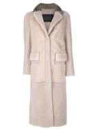 Blancha - Fur Long Coat - Women - Cotton/leather - 42, Nude/neutrals, Cotton/leather