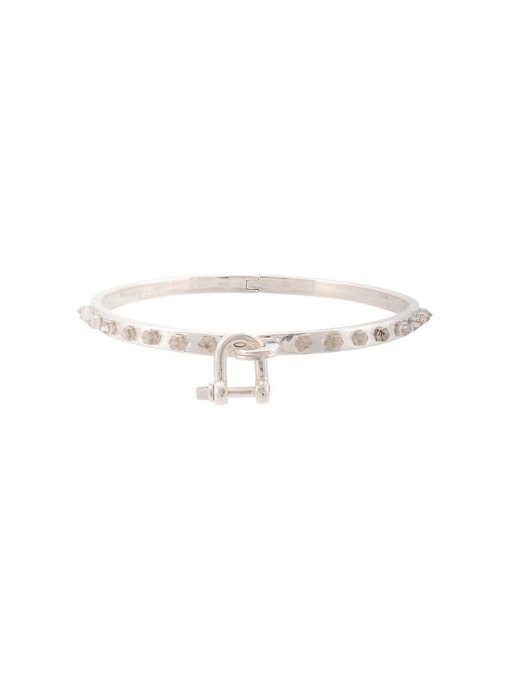 Parts Of Four Spike Studded Choker - Silver
