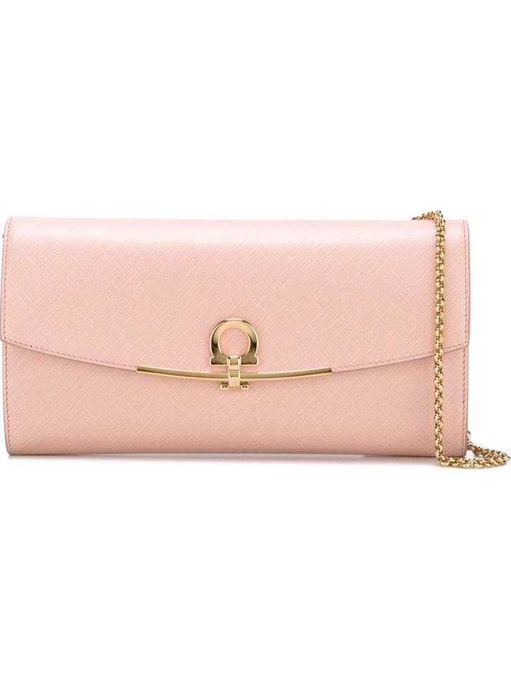 Salvatore Ferragamo Gancio Flap Clutch, Women's, Pink/purple