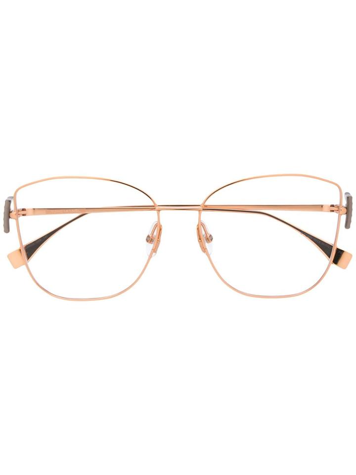 Fendi Eyewear Cat Eye Glasses - Gold