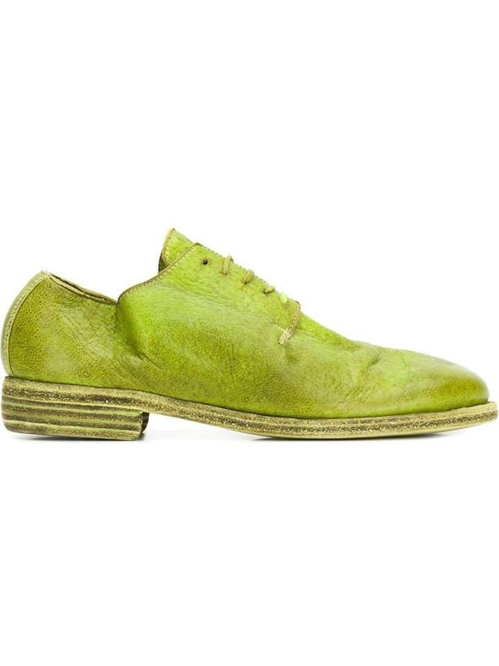 Guidi Distressed Lace-up Shoes, Women's, Size: 39, Green, Leather