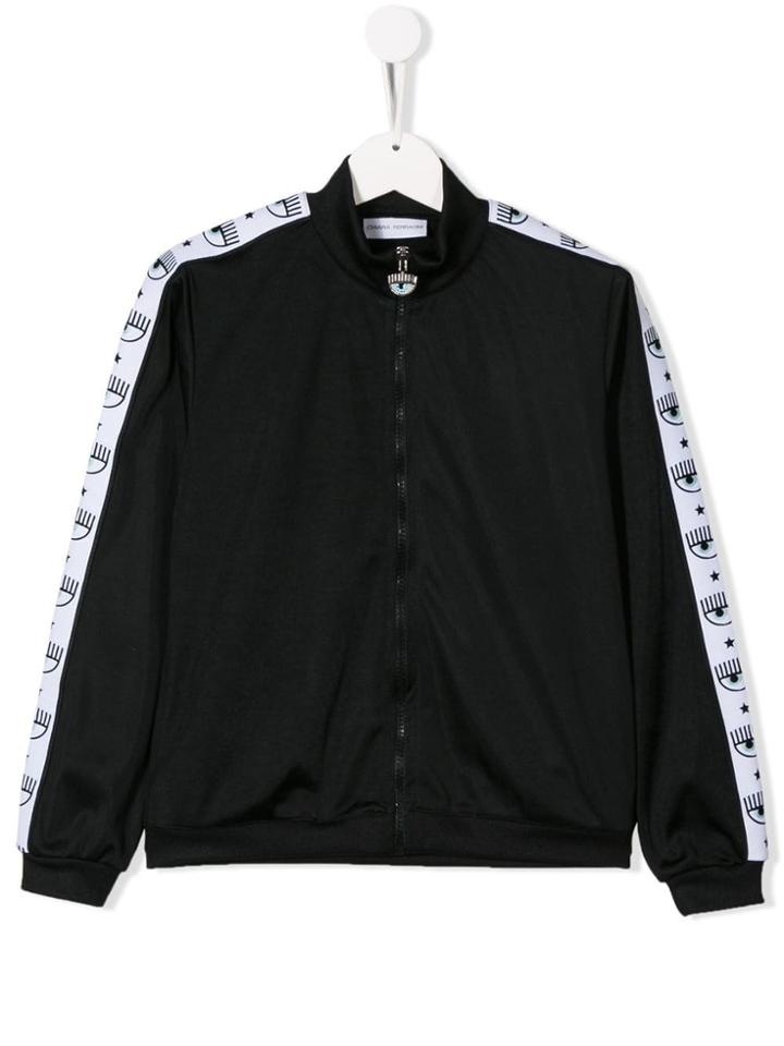 Chiara Ferragni Kids Logo Stripe Jacket - Black