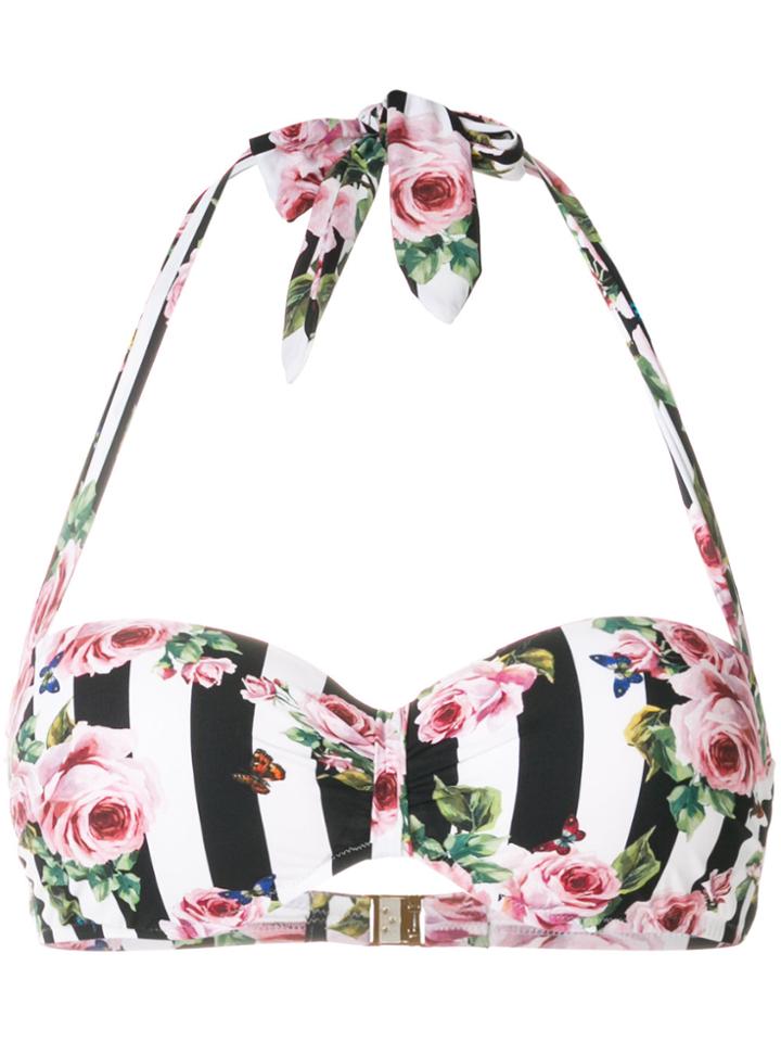 Dolce & Gabbana Printed Bandeau Bikini Top - Black