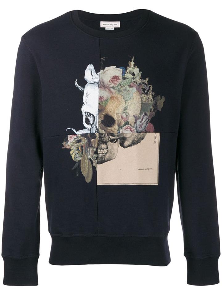 Alexander Mcqueen Patchwork Skull Print Sweatshirt - Blue
