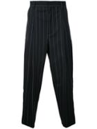 Juun.j Pinstripe Cropped Trousers, Men's, Size: 50, Black, Wool