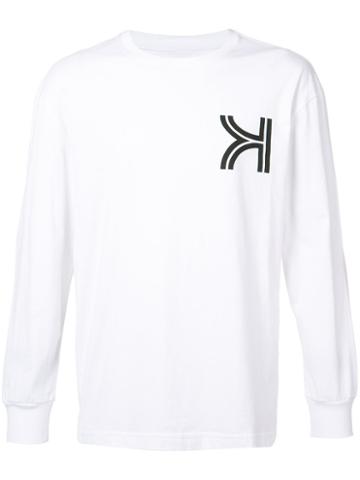 Kinfolk 'k' Print Longsleeved T-shirt, Men's, Size: Large, White, Cotton