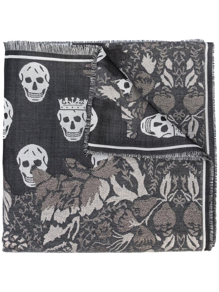 Alexander Mcqueen Reversible Scarf - Grey