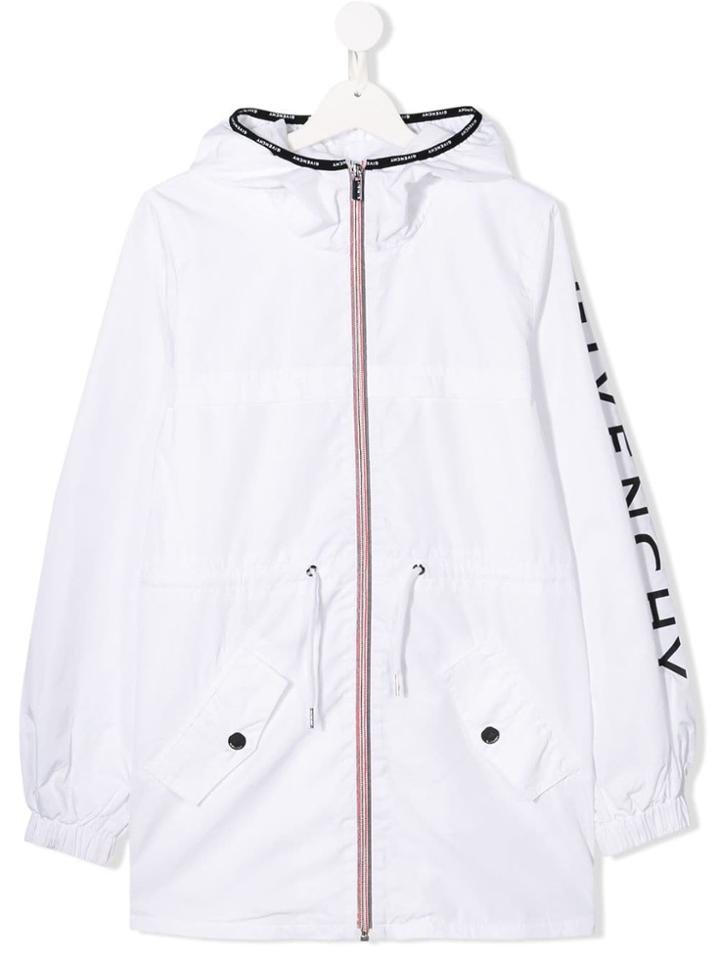 Givenchy Kids Teen Logo Print Raincoat - White