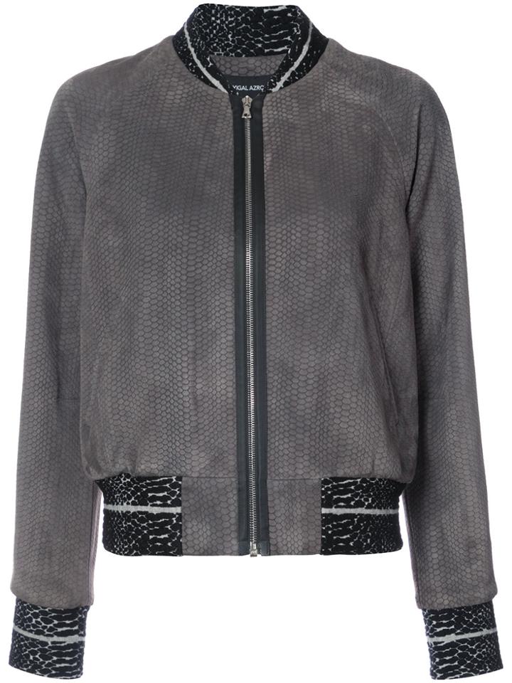 Yigal Azrouel Snakeskin Effect Bomber Jacket - Grey