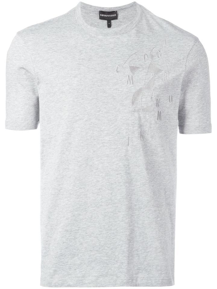 Emporio Armani Emboroidered T-shirt, Men's, Size: Medium, Grey, Cotton