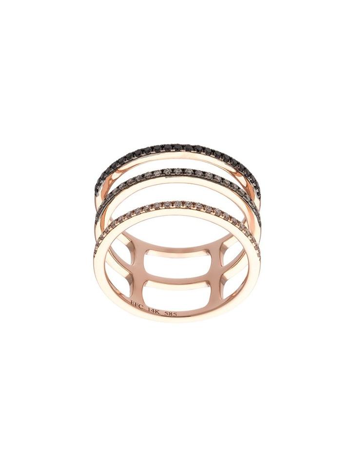 Ef Collection Fade To Black Triple Spiral Ring, Women's, Size: 7, Metallic
