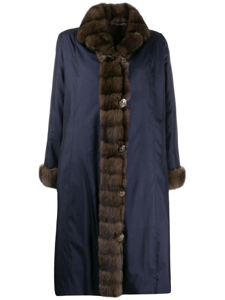 Liska Kovi Fur-trimmed Coat - Blue