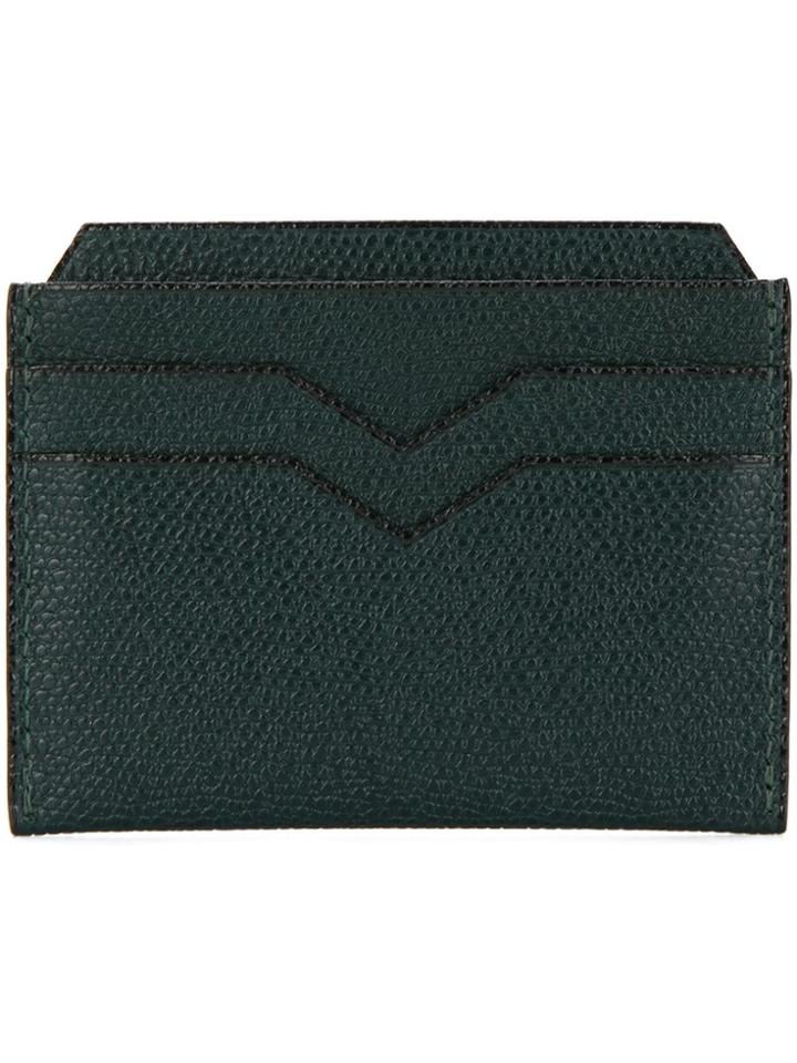 Valextra Textured Card Wallet - Green