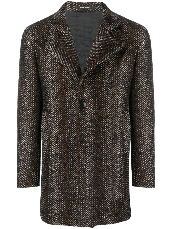 Tagliatore Textured Single-breasted Coat - Brown